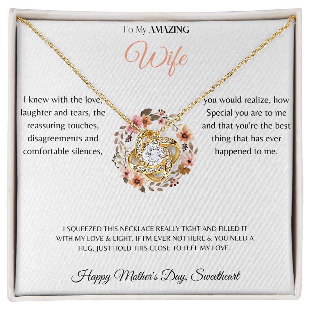 Love Knot Necklace - Yellow & White Gold - Mother's Day