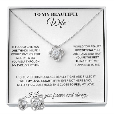 Love Knot Earring & Necklace Set - Wife