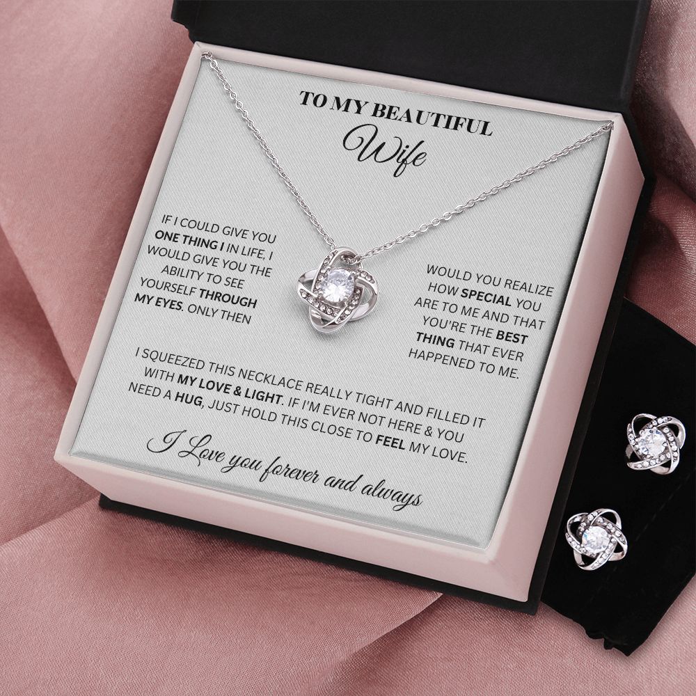 Love Knot Earring & Necklace Set - Wife