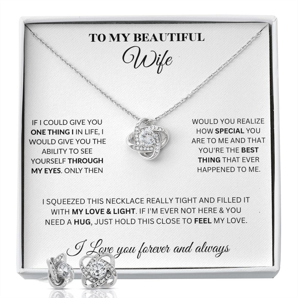 Love Knot Earring & Necklace Set - Wife