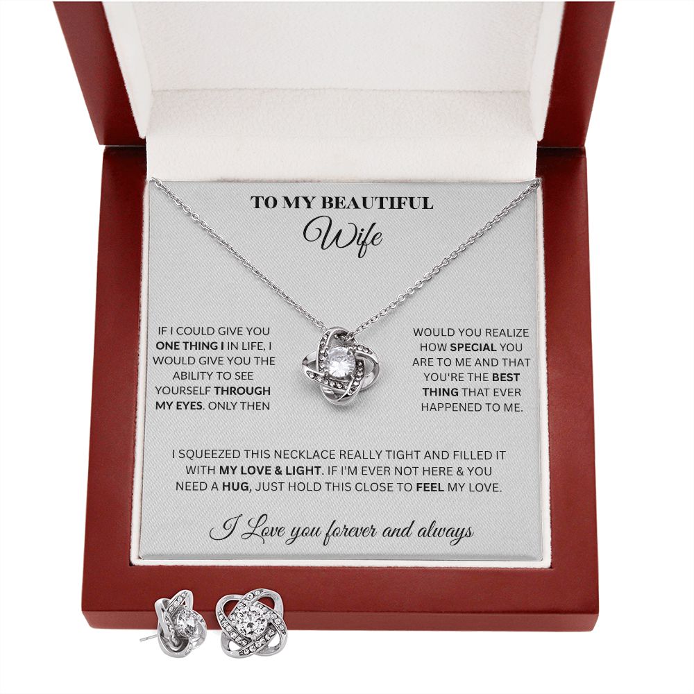 Love Knot Earring & Necklace Set - Wife