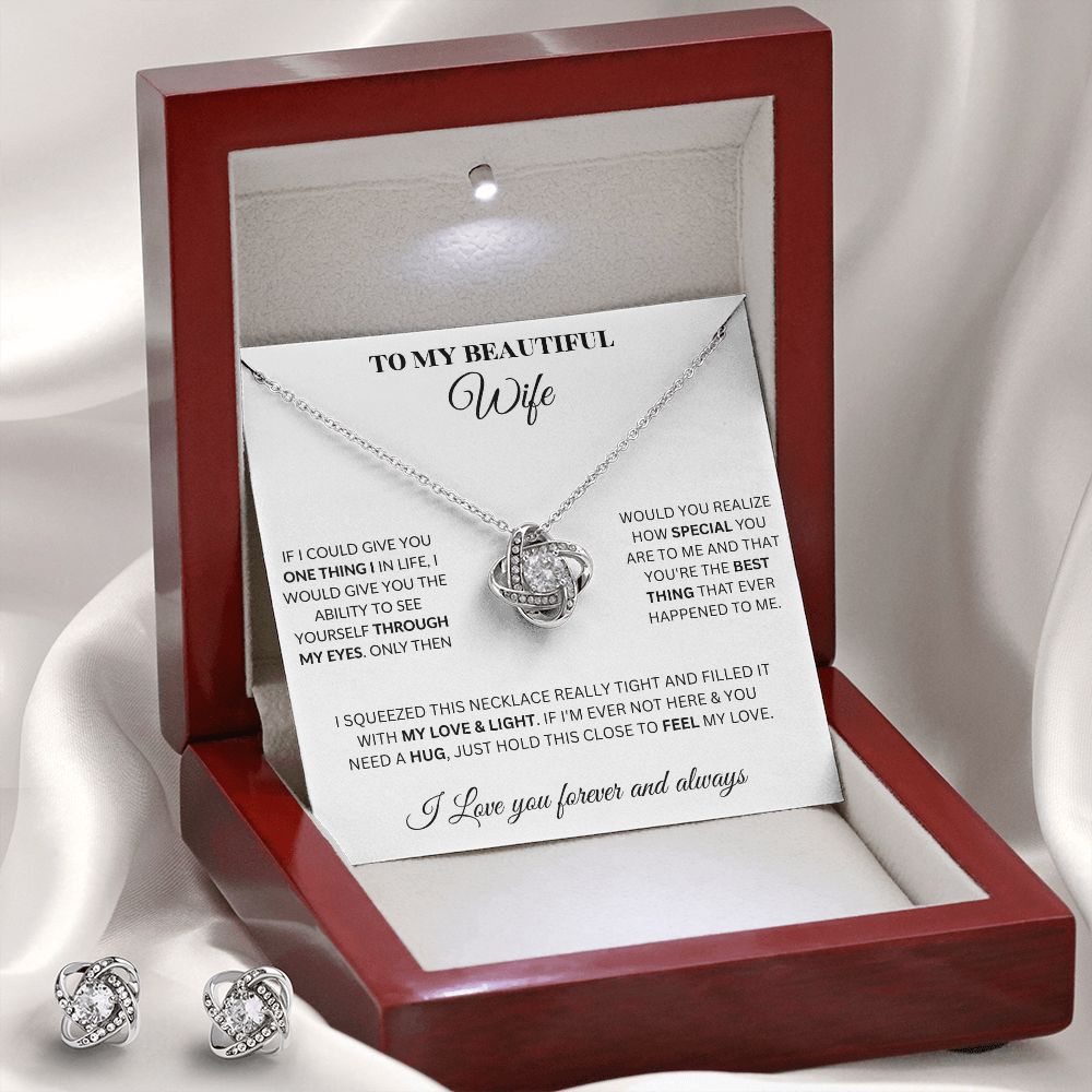 Love Knot Earring & Necklace Set - Wife